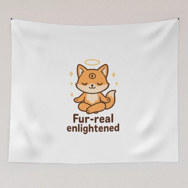 Item preview, Kawaii Fox with Halo and Sparkles – Meditating Cute Fox “Fur-real Enlightened” designed and sold by OsasChild.
