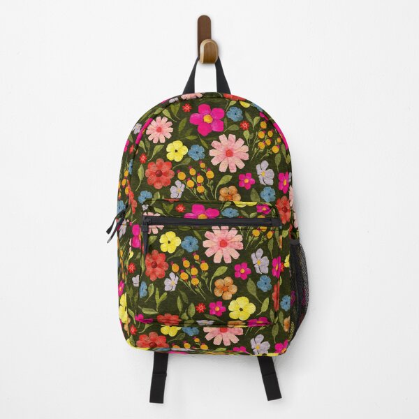 Item preview, Bright floral Illustrated Watercolour Pattern with a Dark Background designed and sold by Monie Illustrates.