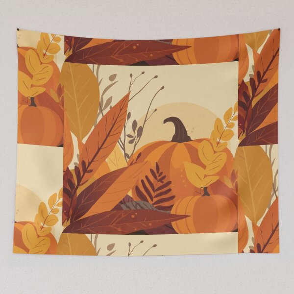 Item preview, Minimal Autumn Pumpkin with Leaves and Flowers designed and sold by ArtBySylvia.