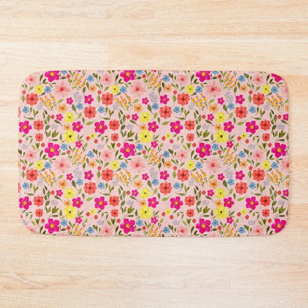 Item preview, Copy of Bright floral Illustrated Watercolour Pattern with a Pink Background designed and sold by Monie Illustrates.