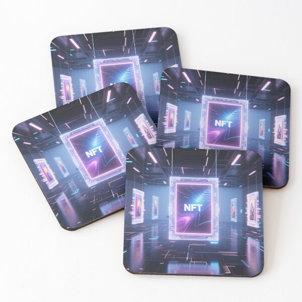 Item preview, Futuristic digital gallery with glowing neon NFT artwork frames in virtual exhibition and modern cyber aesthetic designed and sold by Mimoshi ⭐⭐⭐⭐⭐.