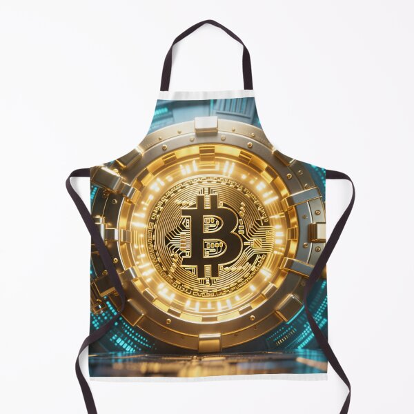 Item preview, Golden bitcoin digital artwork with futuristic technology background in modern cyber crypto finance illustration style designed and sold by Mimoshi ⭐⭐⭐⭐⭐.