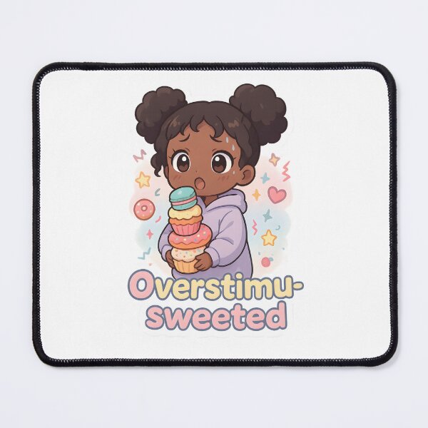 Item preview, Overstimu-Sweeted – Kawaii Chibi Black Girl with Curly Space Buns & Cupcakes designed and sold by OsasChild.