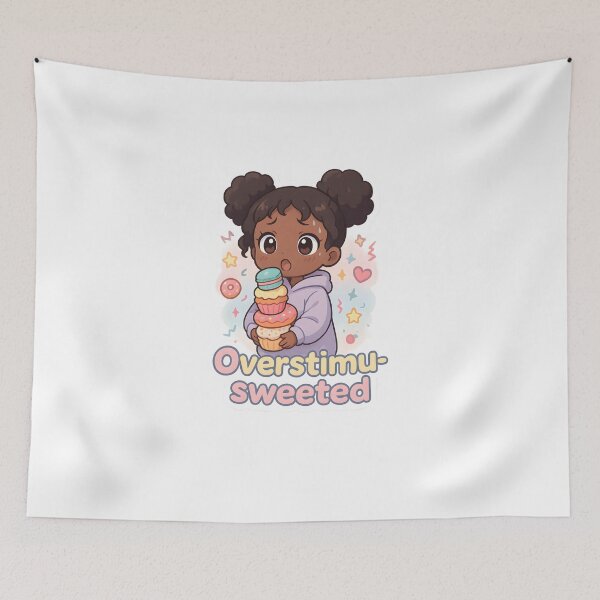 Item preview, Overstimu-Sweeted – Kawaii Chibi Black Girl with Curly Space Buns & Cupcakes designed and sold by OsasChild.