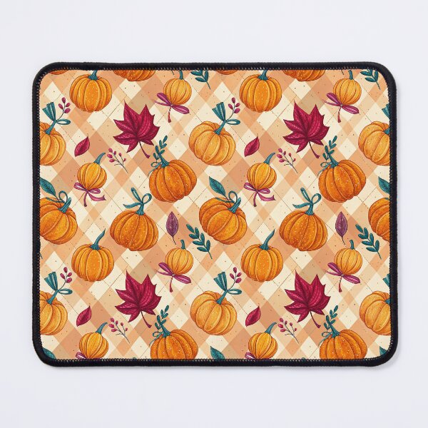 Item preview, A cute checkered pattern of pumpkins and leaves in autumn designed and sold by Merrylands Artshop.