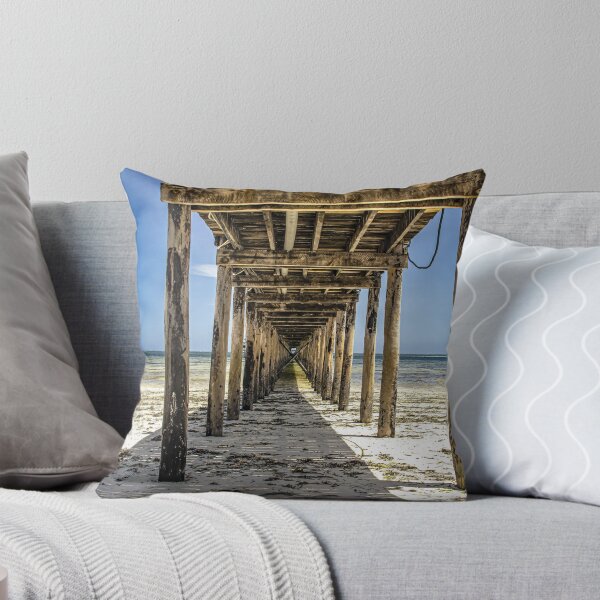 Item preview, Wooden pier Zanzibar Tanzania tropical beach photography designed and sold by Amanda's Factory.