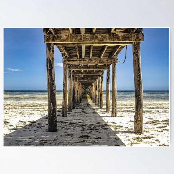 Item preview, Wooden pier Zanzibar Tanzania tropical beach photography designed and sold by Amanda's Factory.