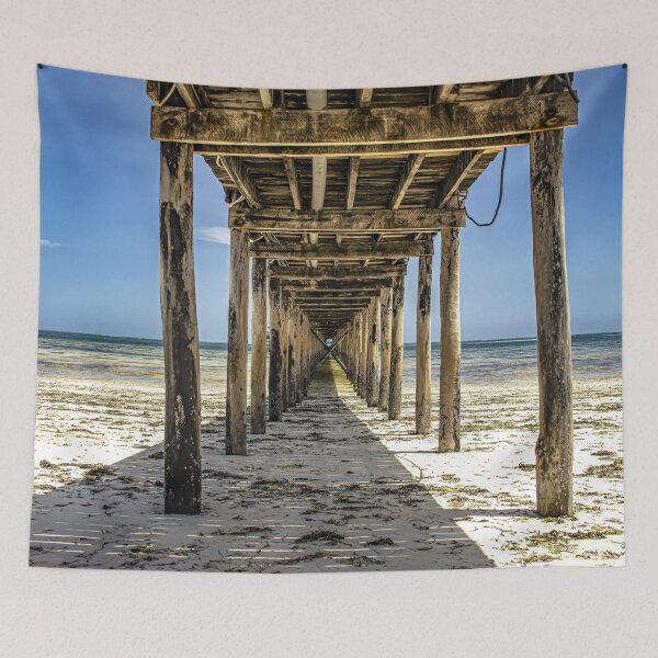 Item preview, Wooden pier Zanzibar Tanzania tropical beach photography designed and sold by Amanda's Factory.