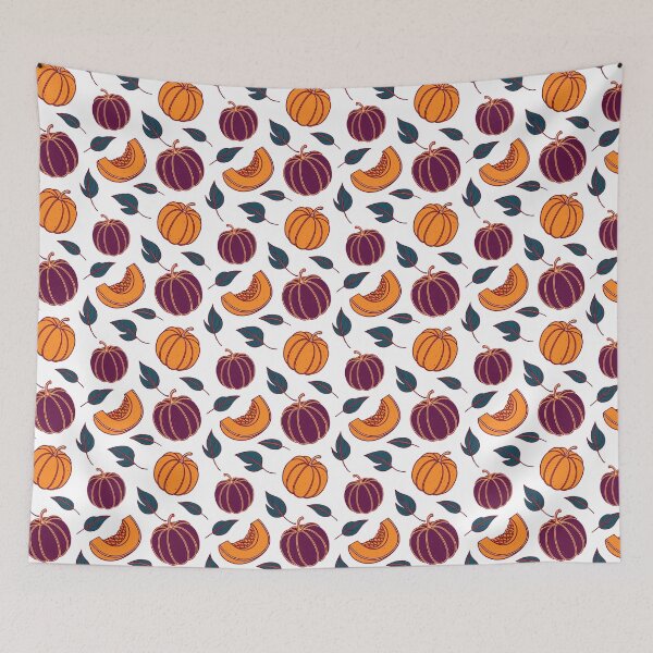 Item preview, A cute pattern of pumpkins and leaves in fall designed and sold by Merrylands Artshop.