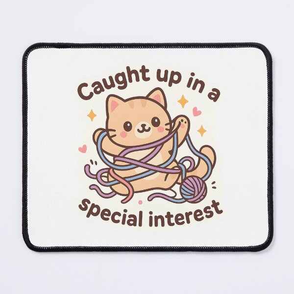 Item preview, Caught Up in a Special Interest – Funny Kawaii Cat with Yarn designed and sold by OsasChild.