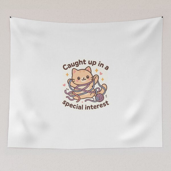 Item preview, Caught Up in a Special Interest – Funny Kawaii Cat with Yarn  designed and sold by OsasChild.