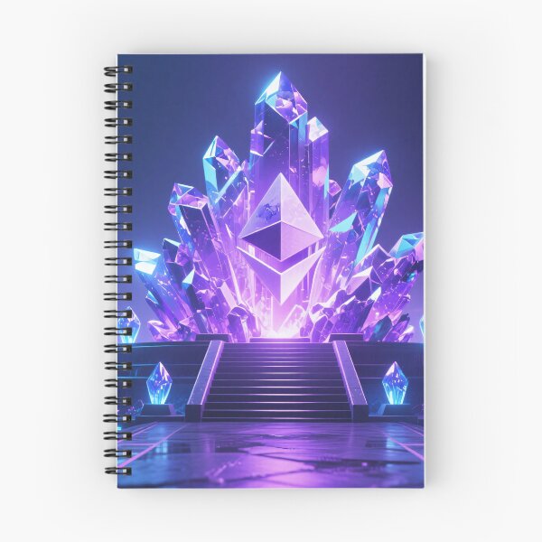 Item preview, Glowing Ethereum crystal digital artwork with futuristic neon cyber background in fantasy blockchain inspired illustration designed and sold by Mimoshi ⭐⭐⭐⭐⭐.