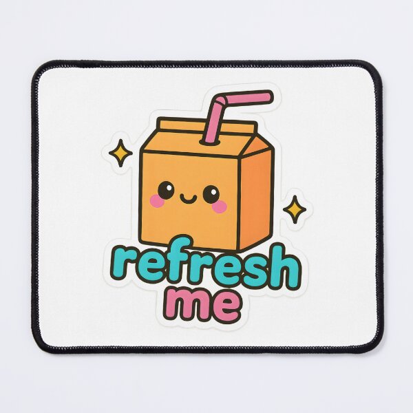 Item preview, Kawaii Juice Box Sticker – Cute “Refresh Me” Design designed and sold by OsasChild.