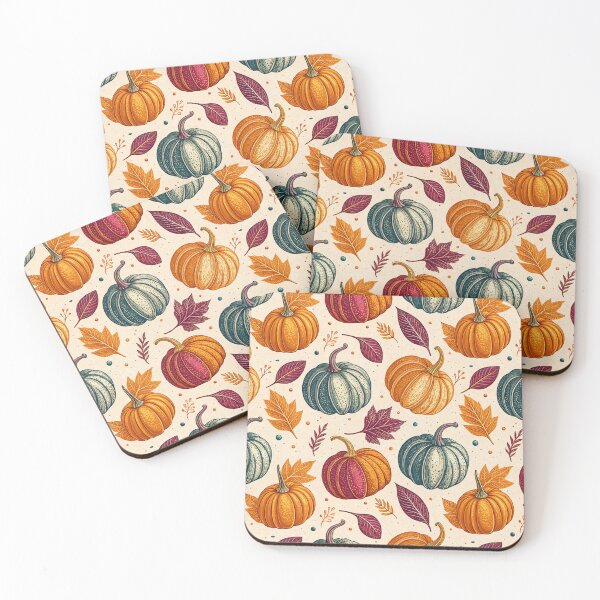 Item preview, A beautiful pattern of pumpkins and leaves in autumn designed and sold by Merrylands Artshop.
