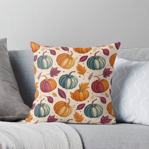 Item preview, A beautiful pattern of pumpkins and leaves in autumn designed and sold by Merrylands Artshop.