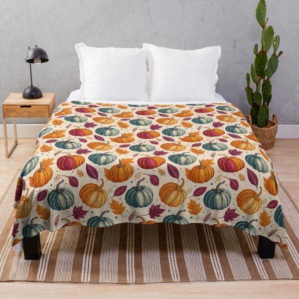 Item preview, A beautiful pattern of pumpkins and leaves in autumn designed and sold by Merrylands Artshop.