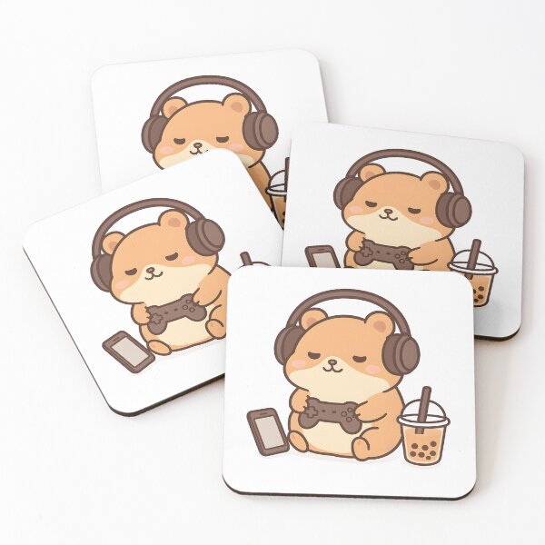 Item preview, Kawaii Sleepy Hamster Holding Game Controller – Headphones, Boba & Mobile designed and sold by OsasChild.