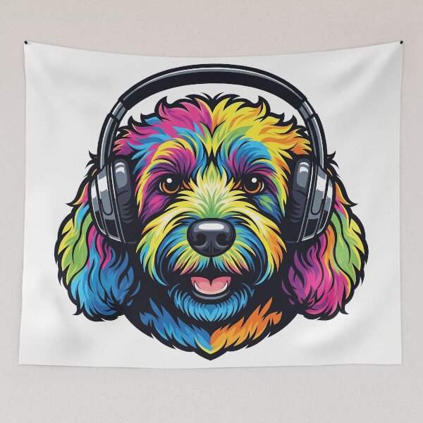 Item preview, Vibrant Cavoodle Music Lover - Colorful Dog Art - Dog With Headphone designed and sold by UniqueXee.
