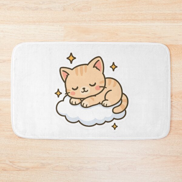 Item preview, Kawaii Kitten Sleeping on a Cloud with Sparkles – Chibi Cat Dream  designed and sold by OsasChild.