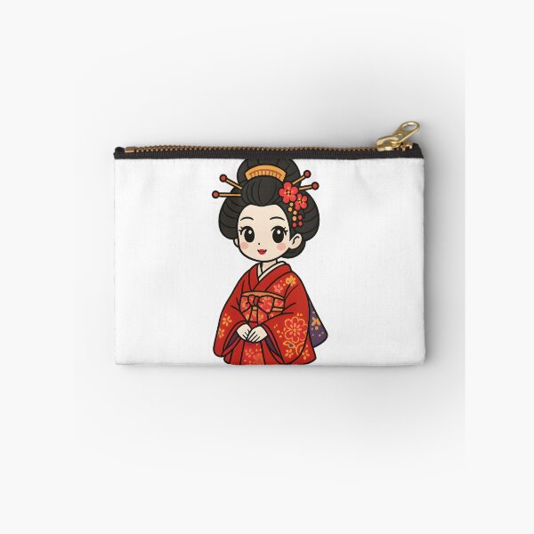 Item preview, Kawaii Oiran in Red Kimono – Chibi Geisha Anime Art designed and sold by OsasChild.