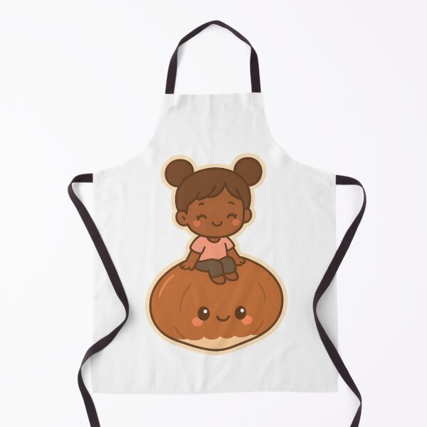 Item preview, Black Chibi Girl with Space Buns Sitting on Kawaii Chestnut designed and sold by OsasChild.