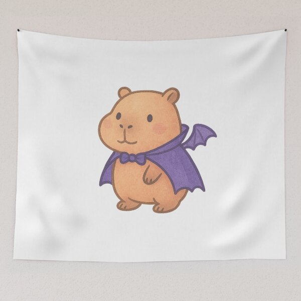 Item preview, Cute Kawaii Capybara Vampire Illustration with Bat Wings in Pastel Watercolor Style for Halloween Stickers and Apparel designed and sold by ThaiArtShop.