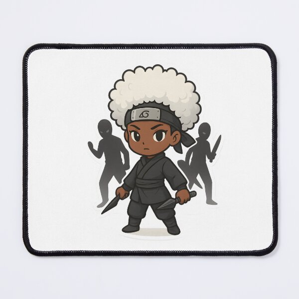 Item preview, Kawaii Black Anime Girl Ninja with White Afro – Kunai & Shadow Figures designed and sold by OsasChild.