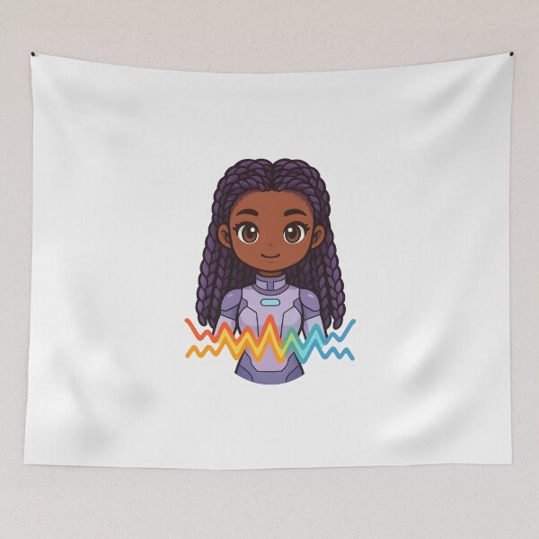 Item preview, Futuristic Black Anime Girl with Purple Braids – Cyberpunk Aesthetic Art designed and sold by OsasChild.