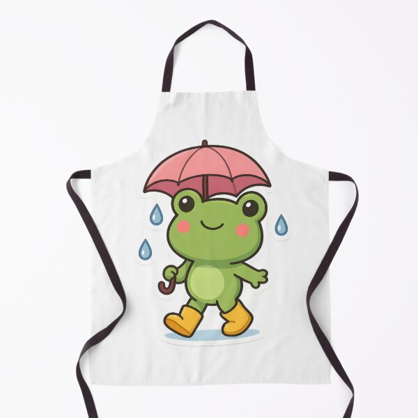 Item preview, Kawaii Frog in Yellow Rain Boots with Pink Umbrella – Rainy Day  designed and sold by OsasChild.