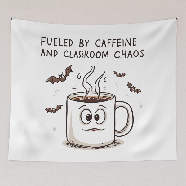Item preview, Fueled by Caffeine and Classroom Chaos – Funny Halloween Teacher Coffee Design designed and sold by jelonkaa.