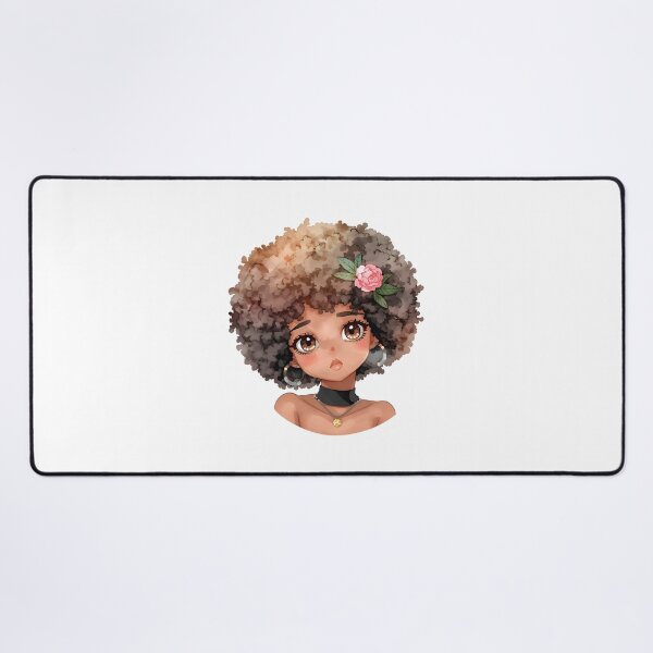 Item preview, Soft Painting of Black Girl with Afro and Pink Rose | Kawaii Portrait Art designed and sold by OsasChild.