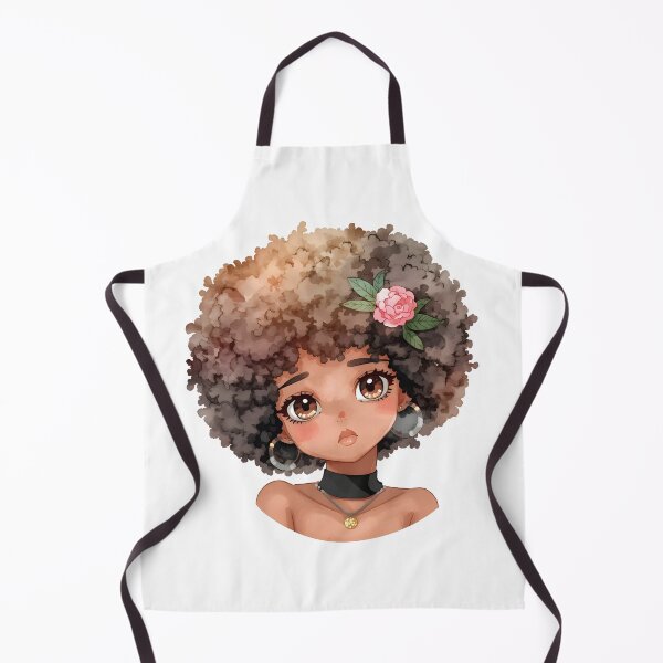 Item preview, Soft Painting of Black Girl with Afro and Pink Rose | Kawaii Portrait Art designed and sold by OsasChild.