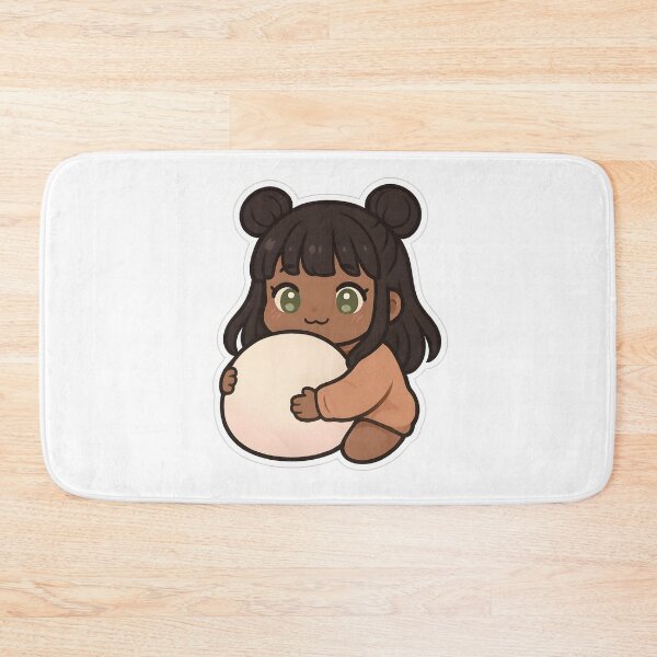 Item preview, Kawaii Chibi Black Girl with Pigtails & Bangs Holding Giant Mochi | Anime Dessert Art designed and sold by OsasChild.