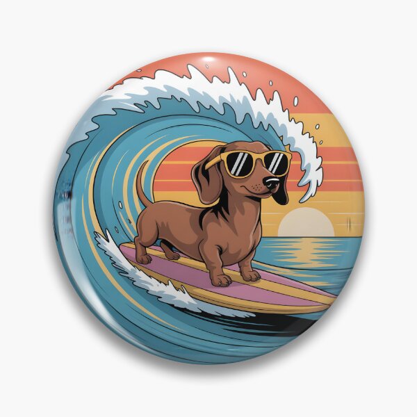 Item preview, Retro Surfing Dachshund designed and sold by VVoodpecker Design.