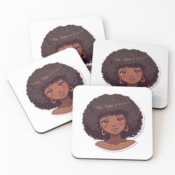 Item preview, Kawaii Black Girl Sticker – Soft Afro Hair, Blushy Cheeks & Sparkling Eyes designed and sold by OsasChild.