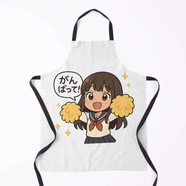 Item preview, Kawaii Anime Cheerleader Girl  – “Ganbatte” (がんばって) Schoolgirl with Pompoms designed and sold by OsasChild.