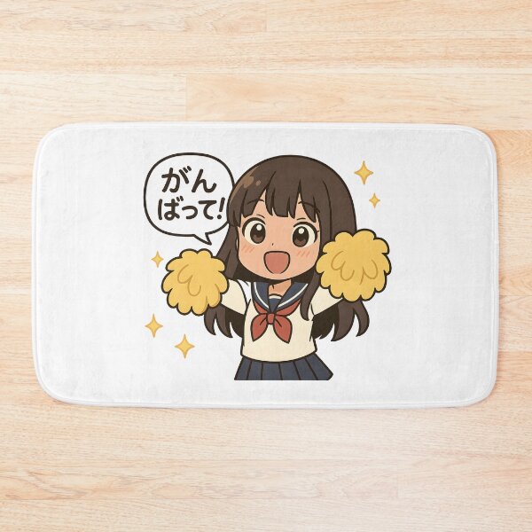 Item preview, Kawaii Anime Cheerleader Girl  – “Ganbatte” (がんばって) Schoolgirl with Pompoms designed and sold by OsasChild.