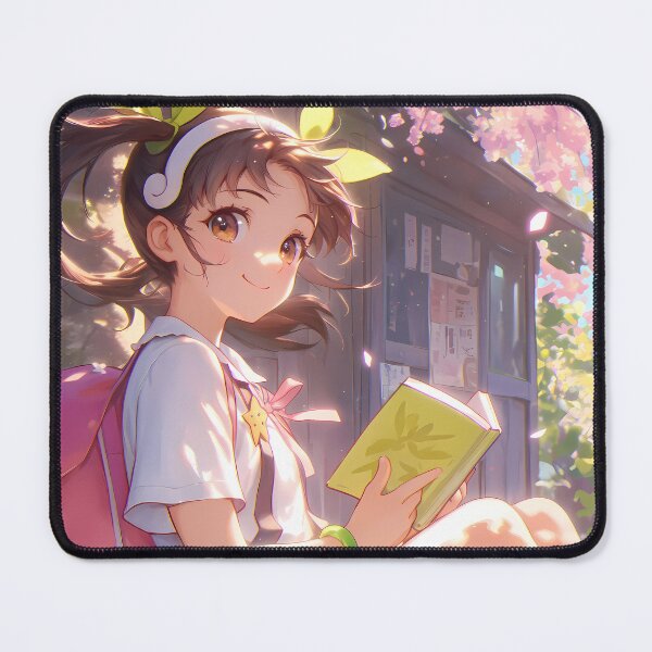 Item preview, Mayoi Hachikuji Bakemonogatari Schoolgirl Reading Book Under Sakura Original Anime Daylight Smile designed and sold by earlobejerk.