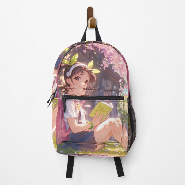 Item preview, Mayoi Hachikuji Bakemonogatari Schoolgirl Reading Book Under Sakura Original Anime Daylight Smile designed and sold by earlobejerk.