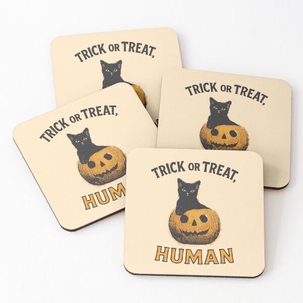 Item preview, Cute spooky cat says Trick or treat, human - Halloween designed and sold by GoldenGodDesign.