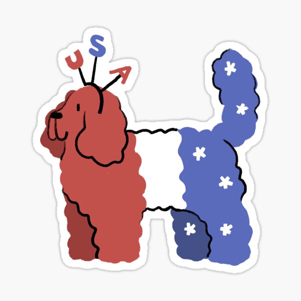 Festive Fourth - Patriotic Poodle Sticker