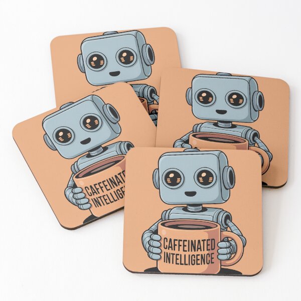 Item preview, Caffeinated Intelligence – Cute Robot Coffee Lover Design designed and sold by Enjoy237.