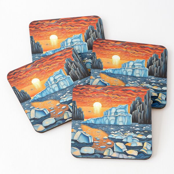 Item preview, Icebergs at sunset 5 designed and sold by George Hutton Hunter.