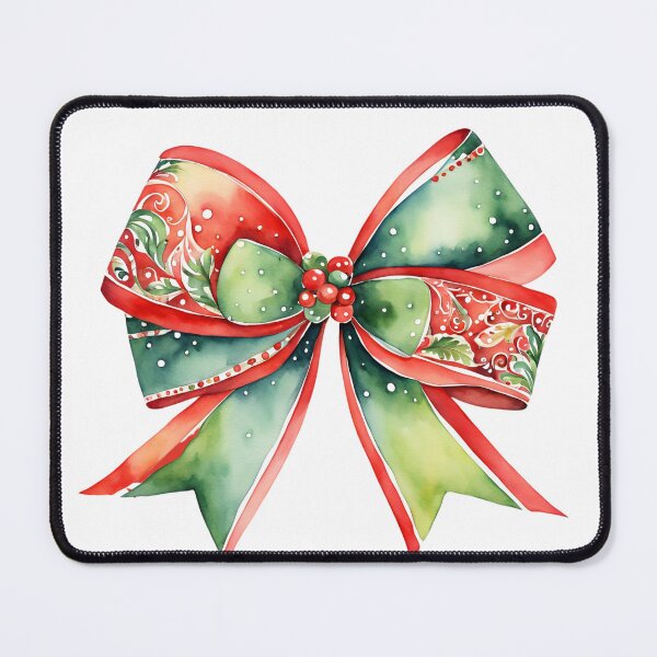 Item preview,  Christmas  Coquette Bow Watercolor Minimalist Florals Pattern  Green Red ,Christmas  Romantic Elegant Pattern designed and sold by KolorellaS.