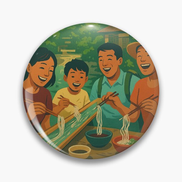 Item preview, Nagashi Somen Japan Travel Poster | Summer Dining Adventure designed and sold by Dikshant Goyal.