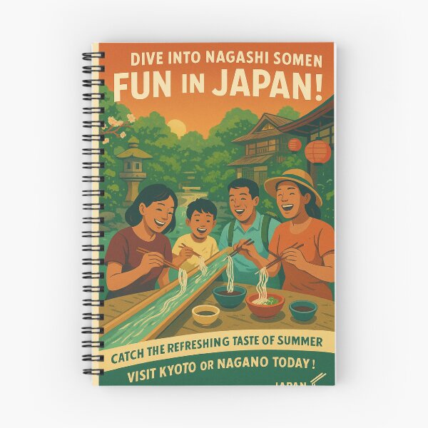 Item preview, Nagashi Somen Japan Travel Poster | Summer Dining Adventure designed and sold by Dikshant Goyal.