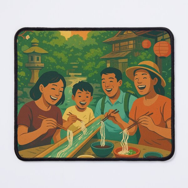 Item preview, Nagashi Somen Japan Travel Poster | Summer Dining Adventure designed and sold by Dikshant Goyal.