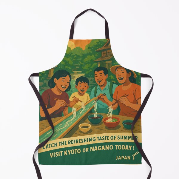 Item preview, Nagashi Somen Japan Travel Poster | Summer Dining Adventure designed and sold by Dikshant Goyal.