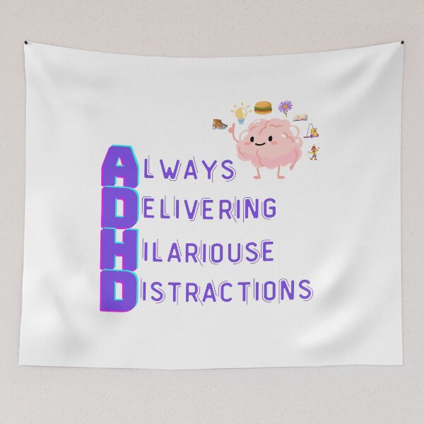 Item preview, ADHD: Always Delivering Hilarious Distractions - Humor Brain Graphic Tee designed and sold by Moyeri.