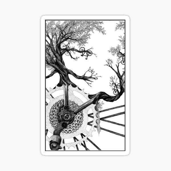 "Bike Tree Drawing" Sticker for Sale by marisvanvlack Redbubble